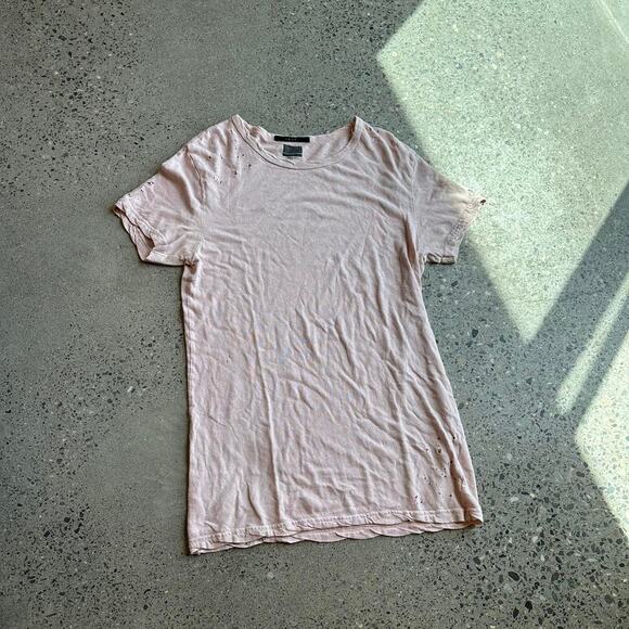 Ksubi Men's Small T-Shirt Pink Linen Cotton Placebo Paradise Tee - Picture 1 of 3